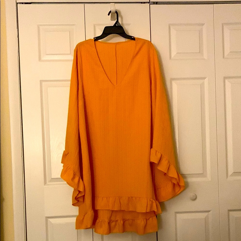 Vibrant Orange Ruffle Dress
